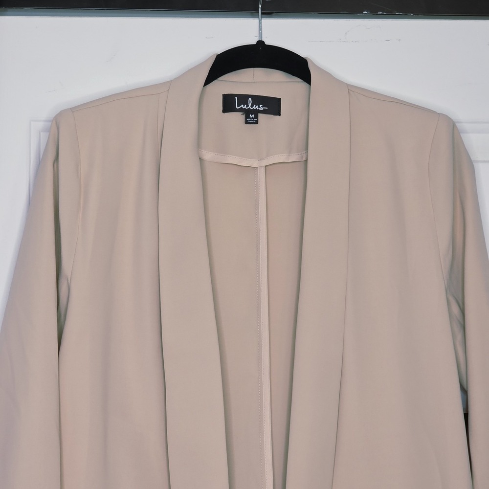 Lulus Blazer Womens Medium Taupe Blush Beige Lightweight Open Front